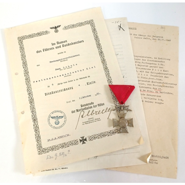 1936 KRIEGSMARINE SILVER CROSS MEDAL W/ DOCUMENTS