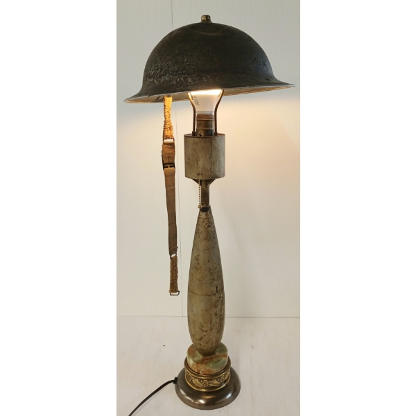 TRENCH ART - CDN HELMET & PROJECTILE TABLE LAMP