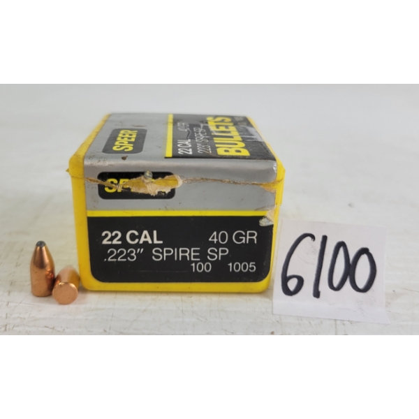 BULLETS: 100X SPEER #1005 .22CAL - 40GR - SPIRE - SP