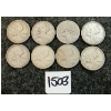 Image 1 : LOT OF 8 - 1939-1964 CDN 25 CENT COINS