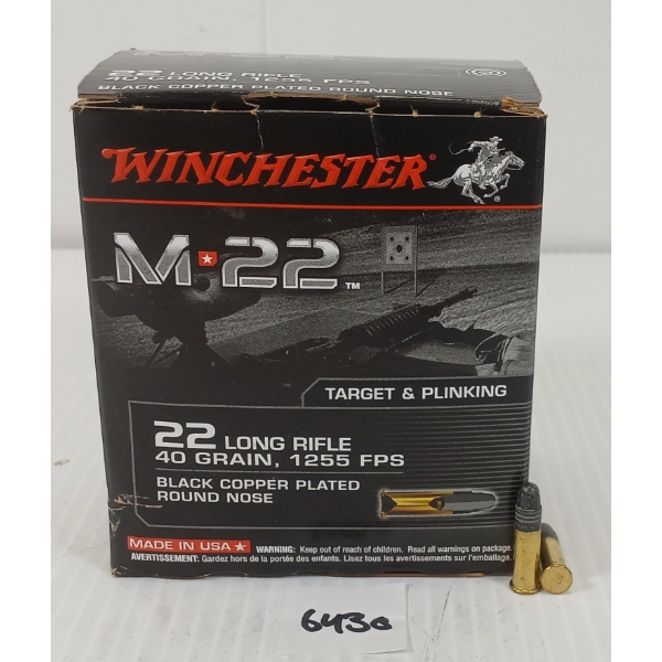 AMMO: APPROX 500X WINCHESTER .22 LR - 40GR - BLACK COPPER PLATED RN