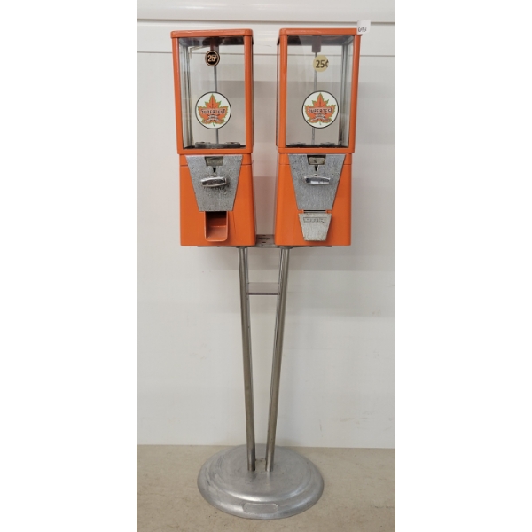 SUPERTEST DOUBLE COIN OP CANDY VENDING MACHINE