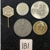 Image 1 : LOT OF 5 - WWII GERMAN TINNIES & MEDALLIONS - INCL LABOUR DAY & NIJMEGEN BRUGEFESTEN
