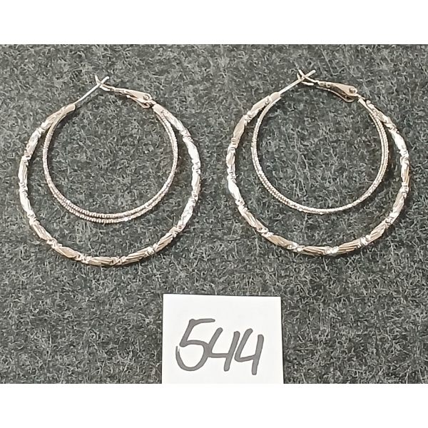 PAIR OF PLATINUM PLATED DOUBLE HOOP EARRINGS