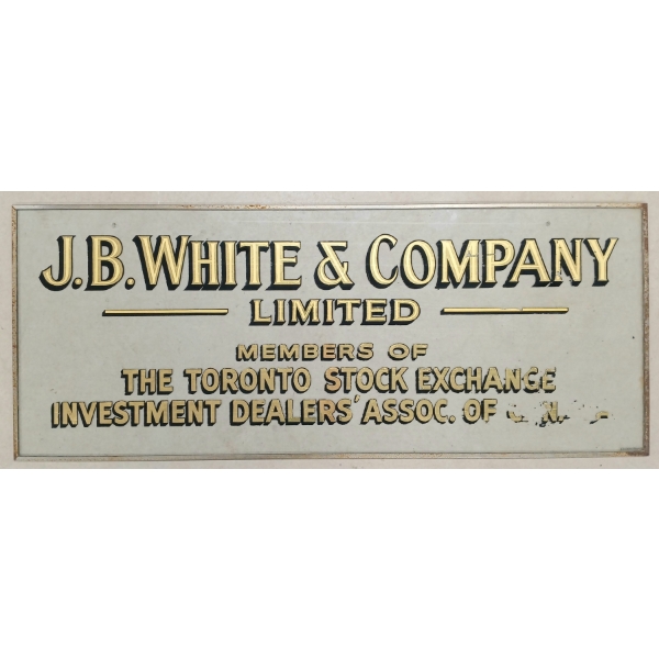 J.B. WHITE & CO. LTD. - FRAMED GLASS SIGN