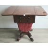 Image 2 : DROP LEAF SEWING STAND WITH WORK BAG - MAHOGANY - C. MID - LATE 1800s