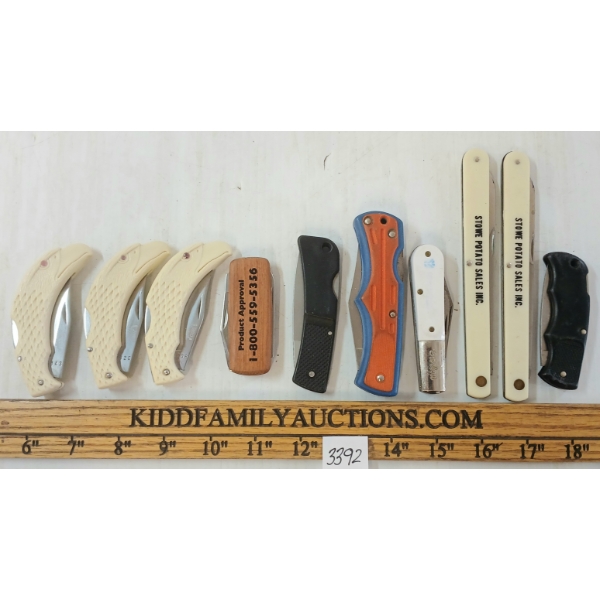 LOT OF 10 - ASSORTED FOLDING KNIVES / POCKET TOOLS