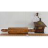 Image 4 : LOT OF 2 - GERMAN COFFEE GRINDER & WOODEN ROLLING PIN