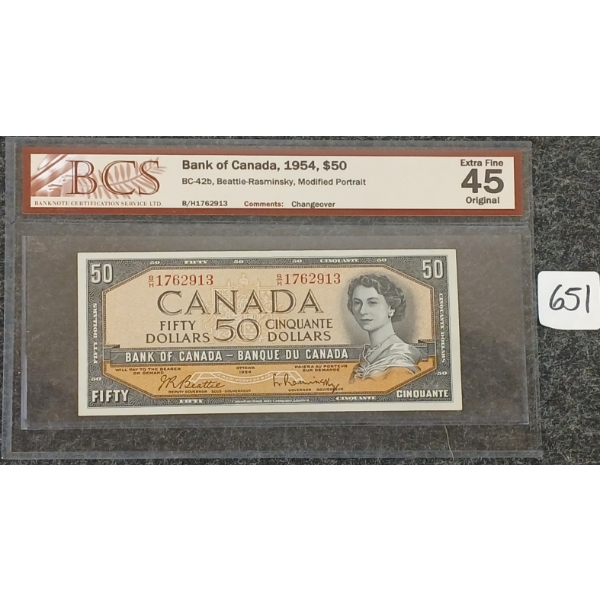 1954 CDN $50 BANKNOTE - BCS GRADED