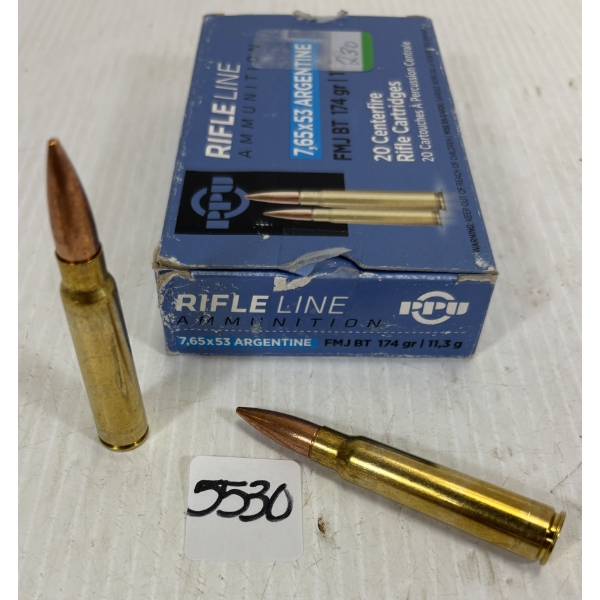 AMMO: 20 X PPU 7.65 X 53 ARGENTINE - 174 GR - FMJ