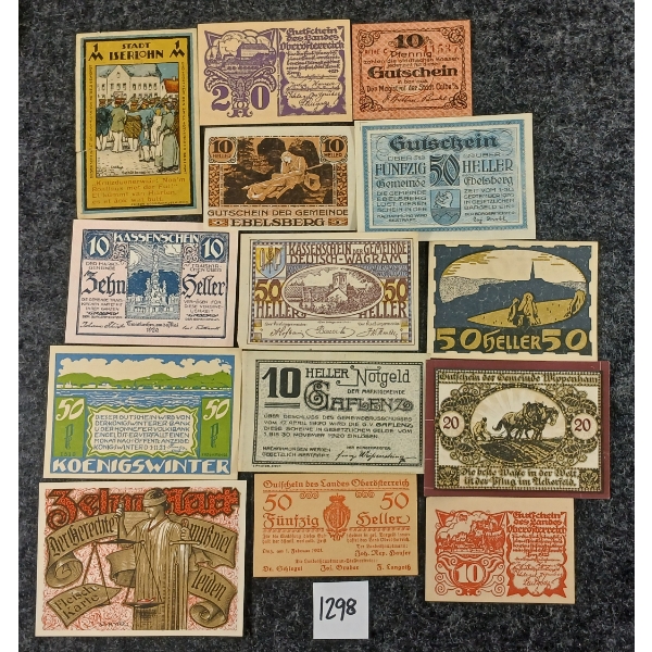 LOT OF 14 - AUSTRIA & GERMANY EMERGENCY MONEY BANKNOTES