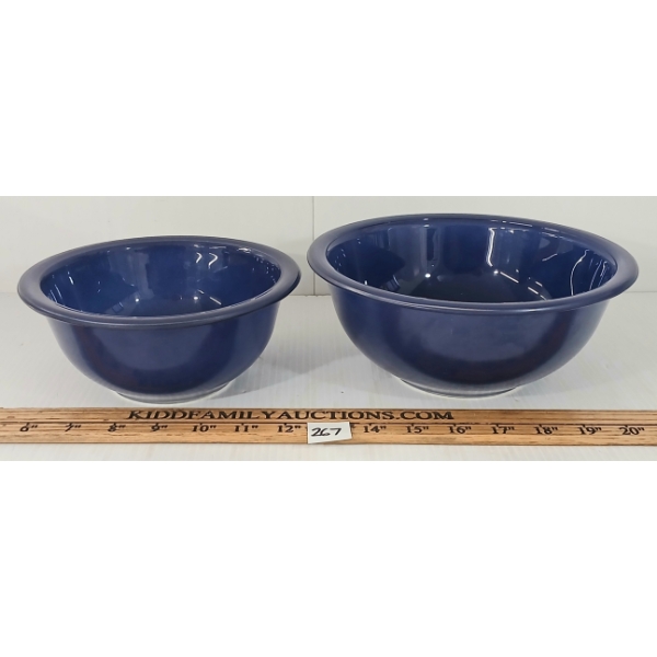 LOT OF 2 - PYREX COBALT BLUE MIXING BOWLS