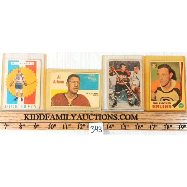 LOT OF 4 - 1953 OPC MCFADDEN, 1960 TOPPS IRVIN & ARBOUR & 1969 OPC ESPOSITO HOCKEY CARDS