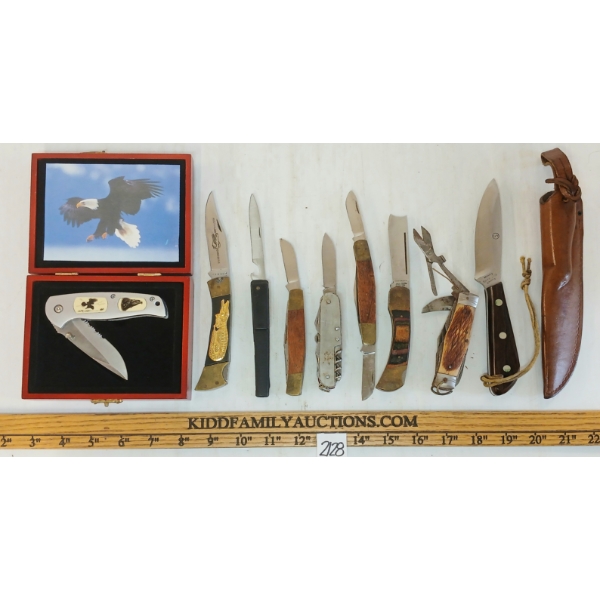 LOT OF 9 - FIXED BLADE & FOLDING KNIVES