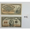 LOT OF 2 - 1900 & 1923 DOMINION OF CANADA 25 CENT SHINPLASTERS