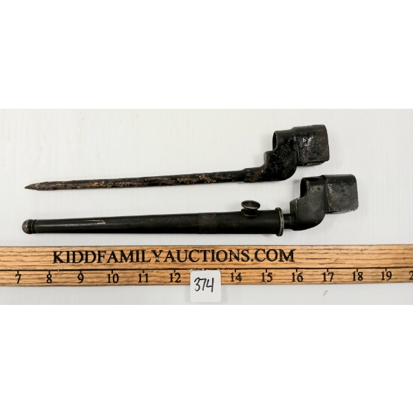 LOT OF 2 - ENFIELD SPIKE BAYONETS W/ SCABBARD