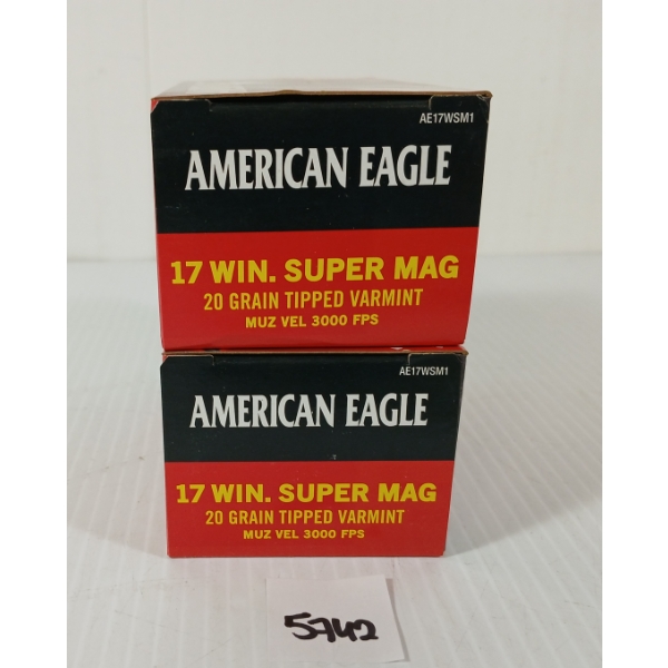 AMMO: 100X FEDERAL AMERICAN EAGLE .17 SUPER MAG - 20GR - TIPPED VARMINT