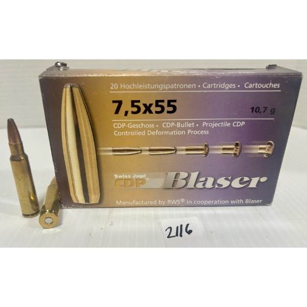 AMMO: 19X RWS 7.5X55 MM SWISS - 165 GR SP