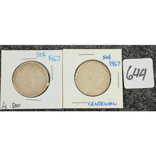 LOT OF 2 - 1967 CDN 50 CENT COINS