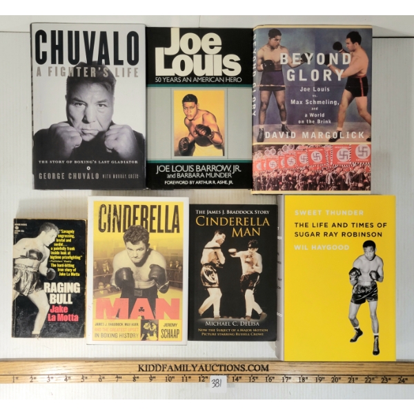 LOT OF 7 - BOXING BOOKS - "CINDERELLA MAN", "BEYOND GLORY", "SWEET THUNDER", ETC