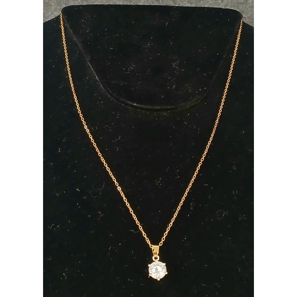 14K GOLD PLATED SIMULATED DIAMOND NECKLACE