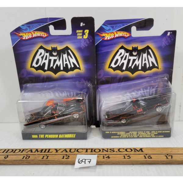 LOT OF 2 - HOTWHEELS DIECAST BATMAN BATMOBILES