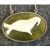 Image 2 : WALRUS CAMEO ON BC JADE STERLING NECKLACE