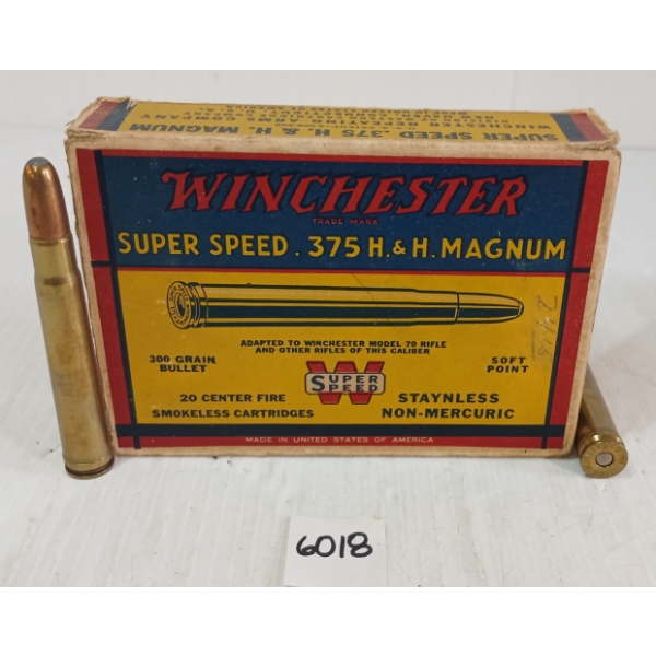 AMMO: 20X WINCHESTER SUPER SPEED .375 H&H MAGNUM - 300GR - SP