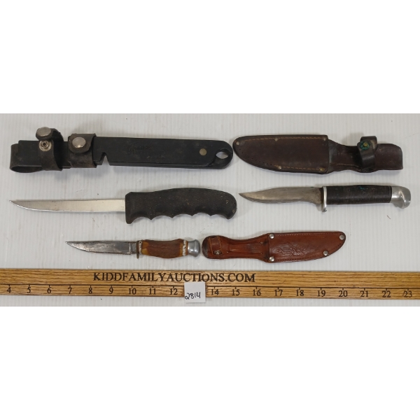 LOT OF 3 - HUNTING & FILLET KNIVES - INCL ARMESO & CUTCO