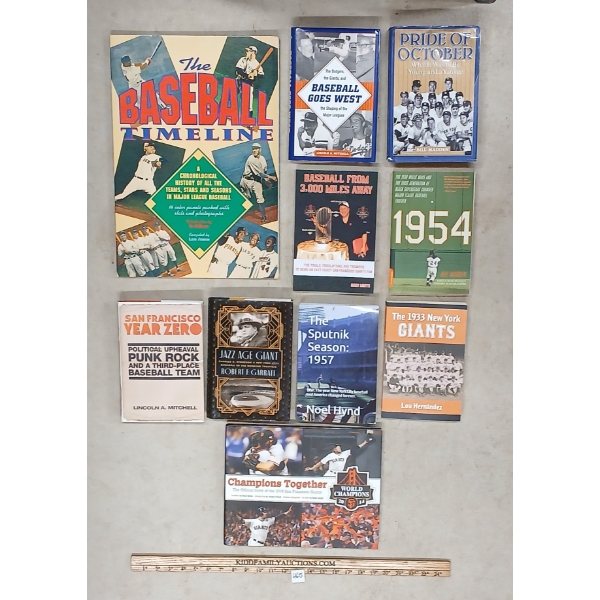 LOT OF 10 - BASEBALL BOOKS - "JAZZ AGE GIANT", "PRIDE OF OCTOBER", "THE SPUTNIK SEASON", ETC