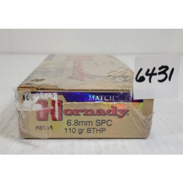 AMMO: 20X HORNADY MATCH 6.8MM SPC - 110GR - BTHP - SEALED