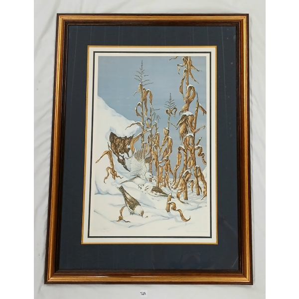  WINTER CORNFIELD - SNOWBIRDS  BY CHRISTINE MARSHALL (PRS CDN ARTIST) - FRAMED PRINT