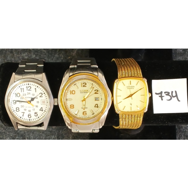 LOT OF 3 - MEN'S & LADIES' CITIZEN & CYMA WRISTWATCHES