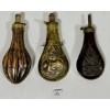 Image 2 : LOT OF 3 - ORNATE POWDER FLASKS