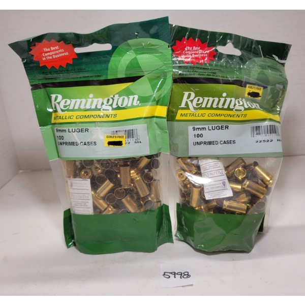 BRASS: APPROX 175X REMINGTON 9MM LUGER - UNPRIMED CASES