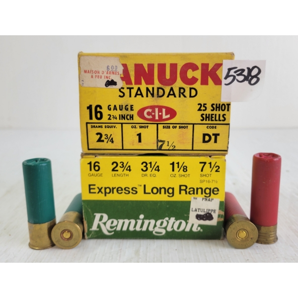 AMMO: 50X REMINGTON & CANUK 16GA - 2-3/4IN - #7-1/2 SHOT