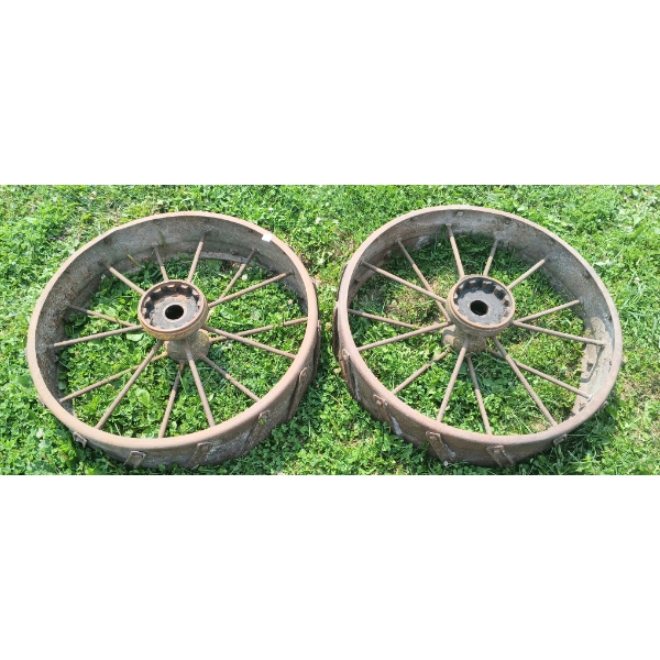 LOT OF 2 - STEEL TRACTOR WHEELS 