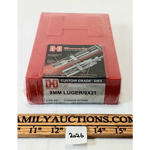 HORNADY CUSTOM GRADE 9MM LUGER 9X21 DIE SET - SEALED