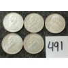 Image 2 : LOT OF 5 - 1967 CDN 25 CENT SILVER COINS