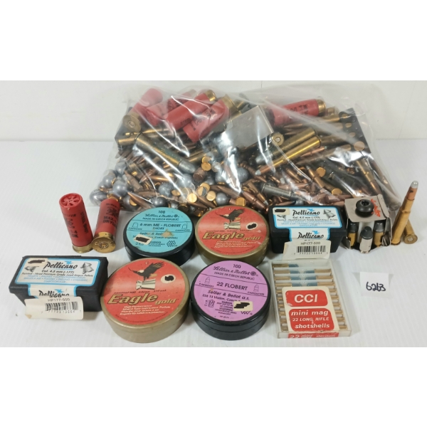AMMO / BULLETS / PELLETS - QTY OF MISC RNDS W/ MOON CLIPS - INCL 12GA, .30-40 KRAG, ETC - 19LBS