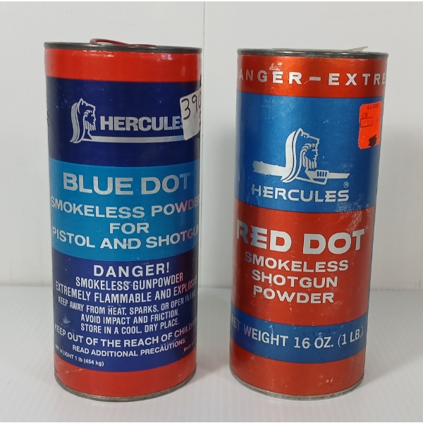 POWDER: HERCULES BLUE & RED DOT PISTOL / SHOTGUN SMOKELESS POWDER - 1.5LBS