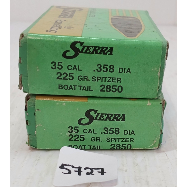 BULLETS: 100X SIERRA SPITZER .35 - 225GR - BT - SEALED