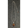 Image 1 : SIMULATED AMBER & STERLING SILVER PENDANT ON CHAIN
