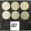 Image 1 : LOT OF 6 - 1953-1964 CDN 25 CENT COINS