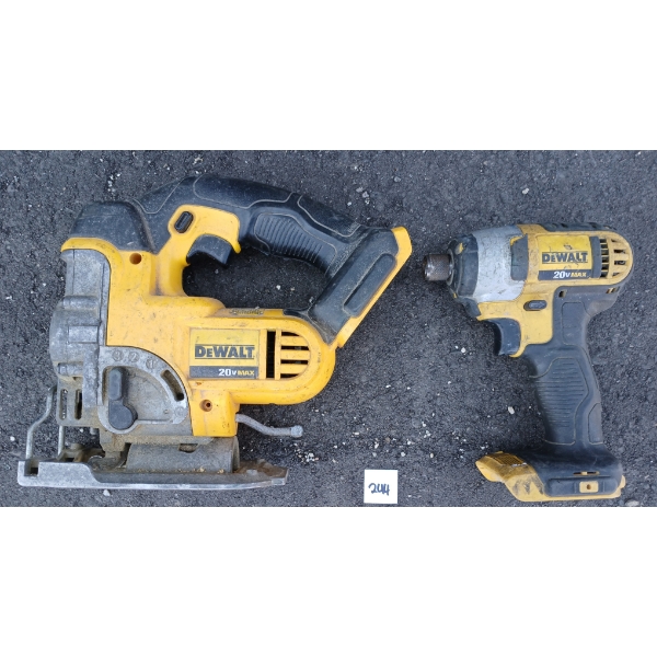 LOT OF 2 - DEWALT 20V 1/4IN IMPACT DRIVER & 20V VARI. SPEED SAW