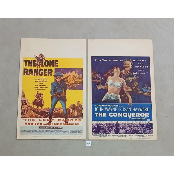 LOT OF 2 - 1956 "JOHN WAYNE THE CONQUEROR" & 1957 "THE LONE RANGER" MOVIE POSTERS