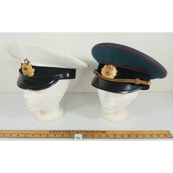 LOT OF 2 - RUSSIAN ARMY & NAVAL OFFICER'S CAPS