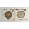 Image 1 : LOT OF 2 - 1896 & 1909 NEWFOUNDLAND 50 CENT SILVER COINS