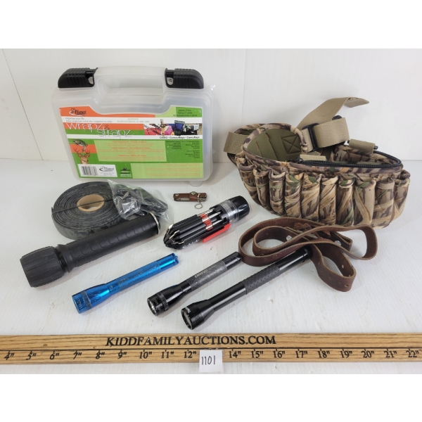 JOB LOT - ALLIANCE WRAPZ & STRAPZ KIT, FLASHLIGHTS, MULTI-TOOLS, SLING & AMMO BELT