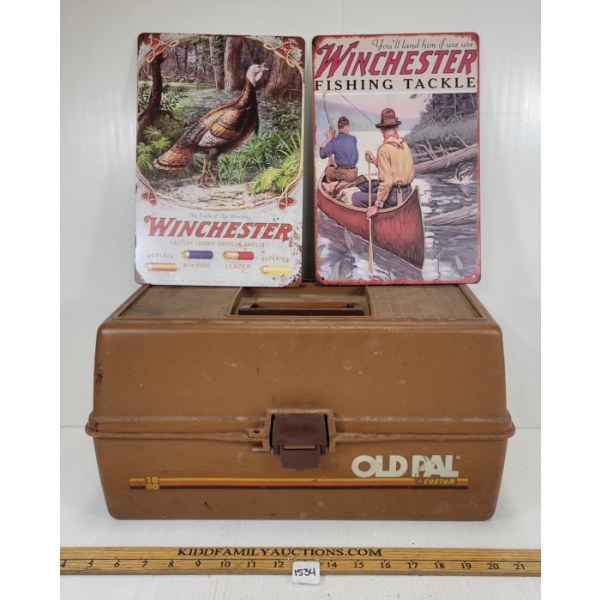 LOT OF 3 - WINCHESTER SST SIGNS - OLD PAL TACKLE BOX